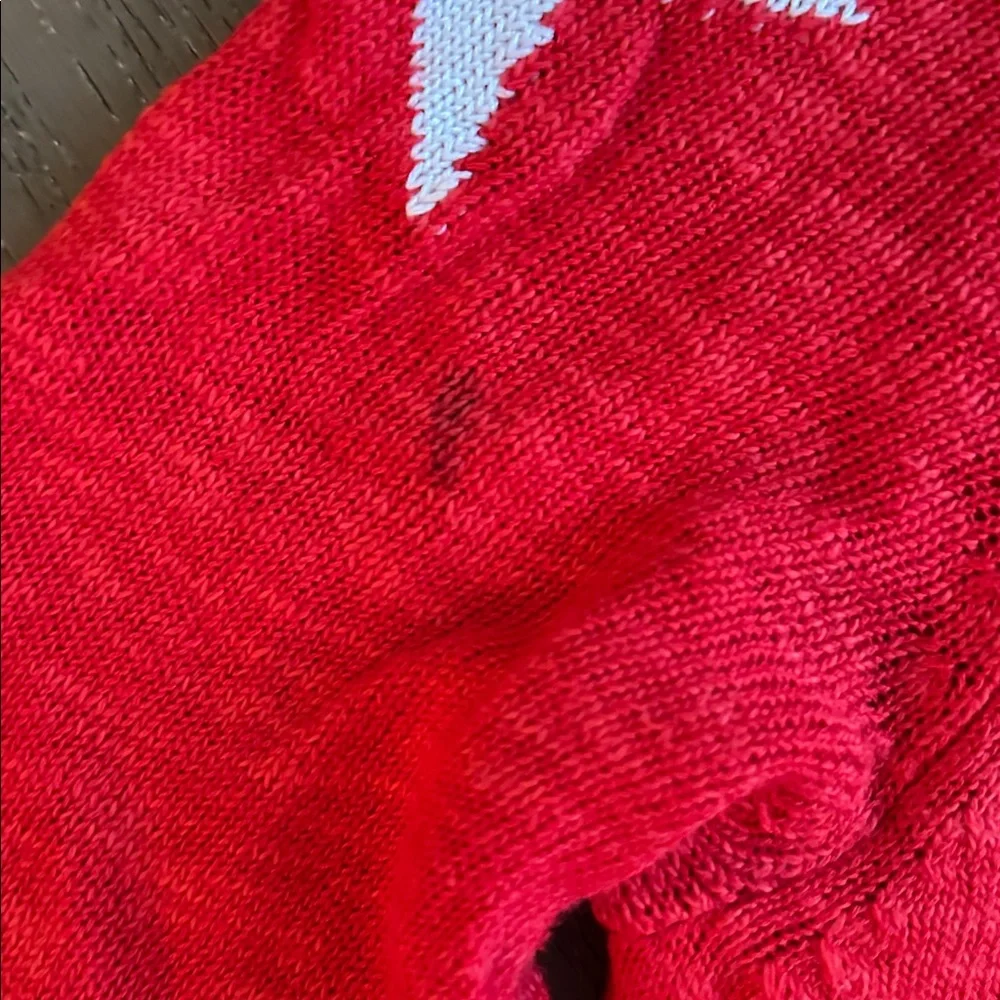 Boston Proper Red Cardigan with White Star Design - Picture 5 of 8